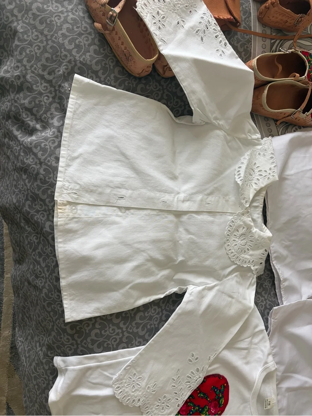White Girls' Embroidered Off-Shoulder Top